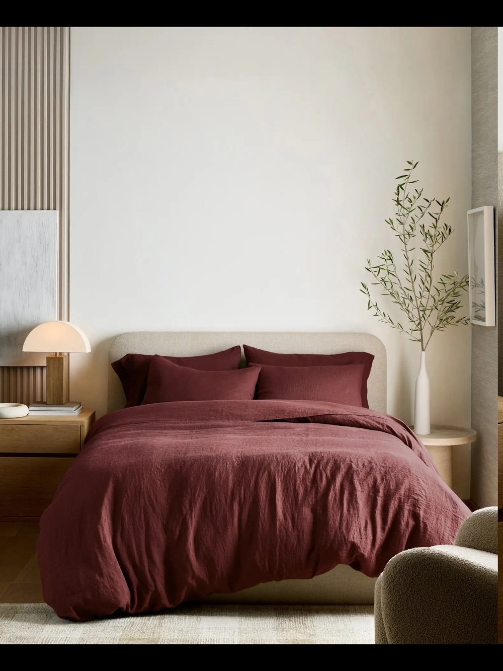 Quince King/Cal King Burgundy European Duvet Cover